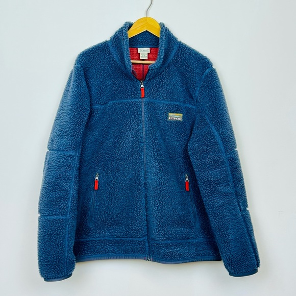 LL Bean Sherpa Zip Up Jacket | Mens Size XL | Blue | Item 500365 - Picture 2 of 8